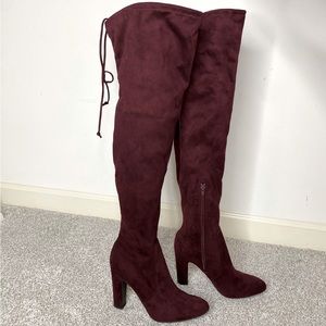 Maroon thigh high boots Size 7